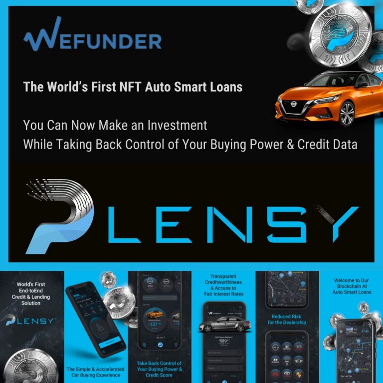 Plensy™, The World’s First NFT Auto Smart Loans, Anuncia Lançamento da Campanha Wefunder Equity Crowdfunding